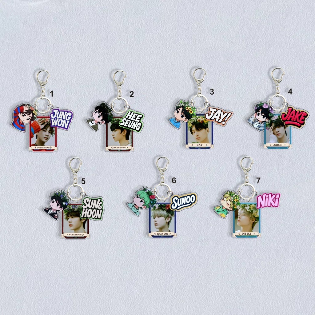 EN ROMANCE UNTOLD Daydream Móc khóa Acrylic trong suốt JUNGWON HEESEUNG Móc khóa JAY Trâm cài Móc chìa khóa JAKE SUNOO NI-KI Treo nhẫn chìa khóa thần tượng YM