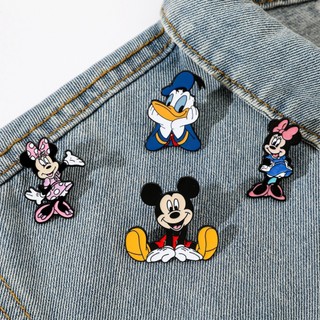 4 Cái / bộ Hoạt Hình Dễ Thương Mickey Minnie Huy Hiệu Kim Loại Vịt Donald Hợp Kim Dầu Nhỏ Giọt Thổ Cẩm Quần Áo Phụ Kiện Pin