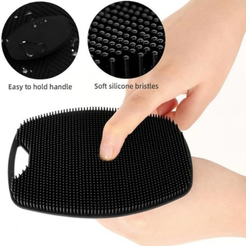 Bàn chải tắm silicon mới Bàn chải tắm silicon không đau và thân thiện với da Dụng cụ chà sàn treo