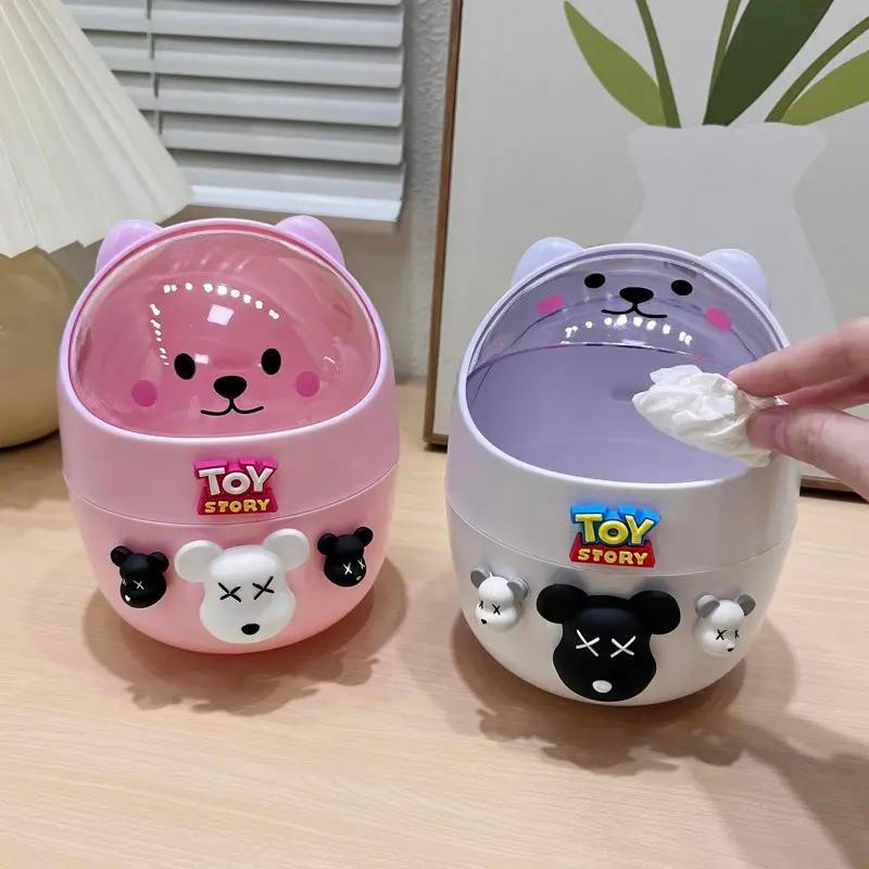 Máy Tính Để Bàn Thùng Rác Để Bàn Mini Thùng Rác Có Thể Ký Túc Xá Vệ Sinh Cá Nhân Có Nắp Hoạt Hình Dễ Thương Đầu Giường Thùng Rác Nhỏ TRAA