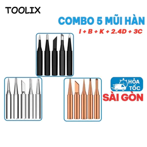 Combo 5 đầu mỏ hàn đồng 900M I B K 2.4D 3C thay thế cho mỏ hàn 936 chuẩn xịn , làm nóng nhanh-TOOLIX