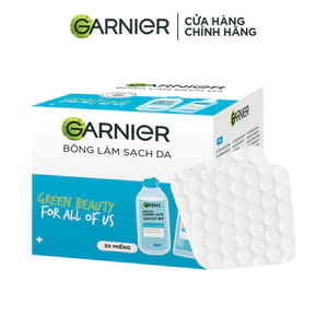 Bông tẩy trang làm sạch da làm từ 100% bông tự nhiên Garnier - 30 miếng