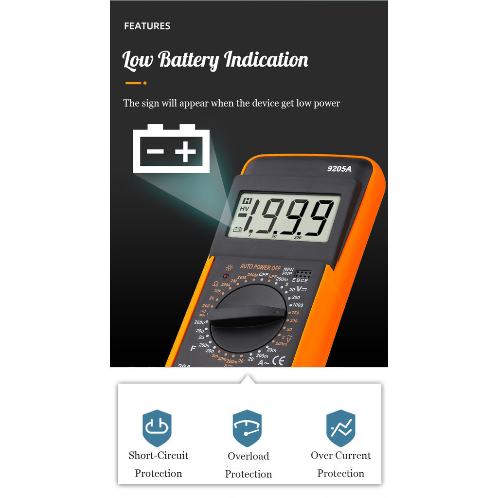 M6 Đồng hồ đo điện, đồng hồ vạn năng Best 9205M đo Volt, ampe, điện trở và linh kiện điện tử cơ bản