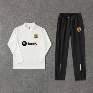 2425 Barcelona Real Madrid Football Half Zipped Stand Collar Long Sleeve Training Clothes Suit Men's Quick-Drying Running Sports Two-Piece Suit AOWQ