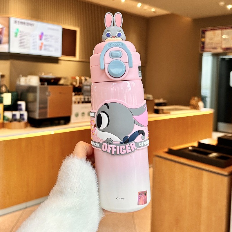 500ml Zootopia Nick Judy Hopps Giữ Nhiệt Đa Chức Năng Kép Uống Ống Hút Dung Tích Lớn Trẻ Em Cốc Uống Thể Thao Ngoài Trời