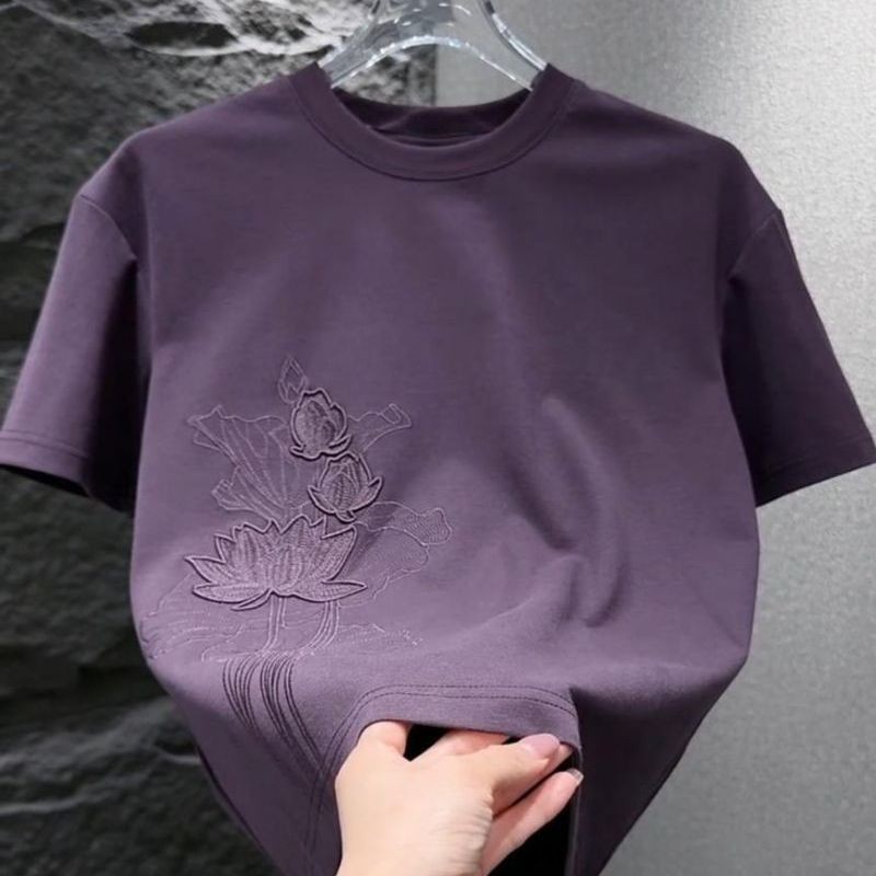Áo thun nam phong cách Trung Quốc, thiết kế cổ tròn phù hợp mùa hè