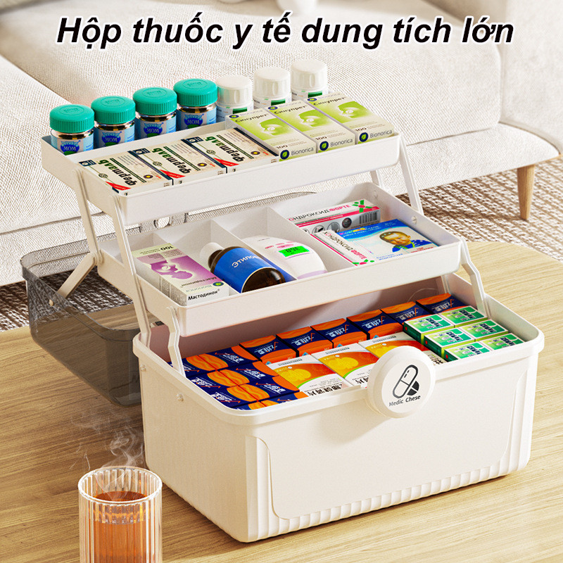 Hộp Đựng Thuốc Gia Đình 3 Tầng,Hộp thuốc y tế cho gia đình, Hộp lưu trữ nhiều lớp