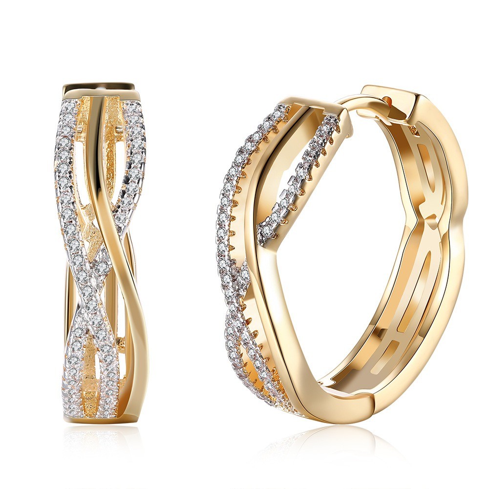Bông tai kẹp nữ từ bạc 925 mạ vàng 18K với đá zircon sáng tạo
