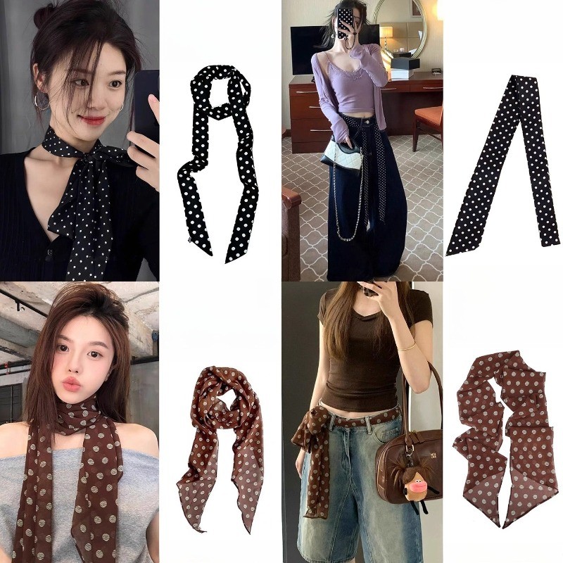 Khăn Quàng Cổ Lụa Chấm Bi Cổ Điển - Phù Hợp Thời Trang Nữ