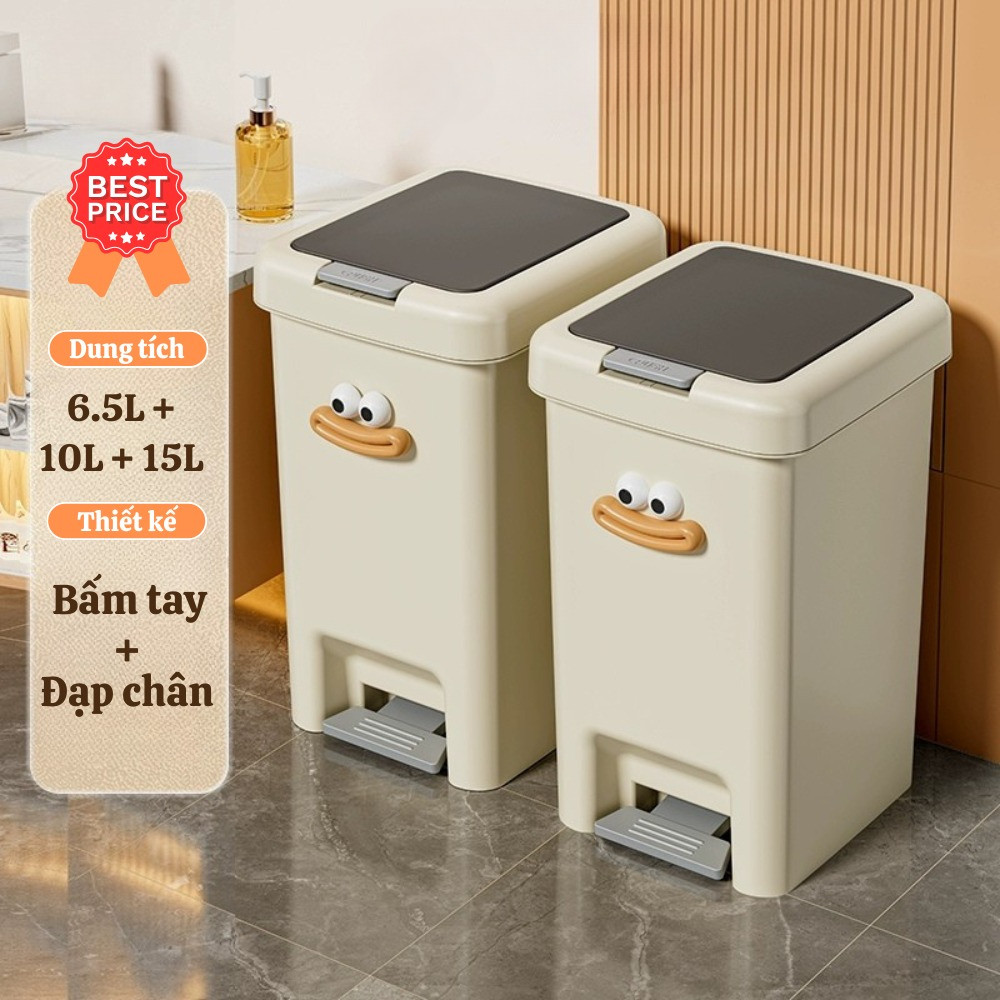Thùng Rác Đạp Chân Nhựa Cao Cấp Có Nắp Đậy Ngăn Mùi, Thùng Rác Phòng Khách Nhà Bếp Sang Trọng