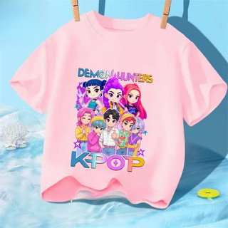 Kpop Demon Hunters Huntrix Áo Trẻ Em Đồ Họa Thiết Kế Hoạt Hình Áo Thun Nữ Tay Ngắn Cho Bé Trai Và Bé Gái