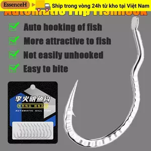 ESSENCEH 10 chiếc Móc câu lật tự động, Móc câu cá bằng thép Carbon cao bằng thép gai sắc bén, Dụng cụ câu cá có hoa văn chống trượt sáng tạo