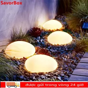 Đèn đá SAVORBOX, Đèn LED trang trí mặt đất bằng kính mờ, Đèn cỏ chạy bằng đèn lồng chống nước ngoài trời Sân vườn