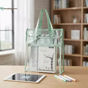 BeautifulHomeA Trong Suốt PVC A4 Túi Tập Tin Chống Thấm Nước Dây Kéo Túi Xách Dung Tích Lớn Sinh Viên Dạy Kèm Túi Bà Bầu Người Tổ Chức Tài Liệu Di Động VN