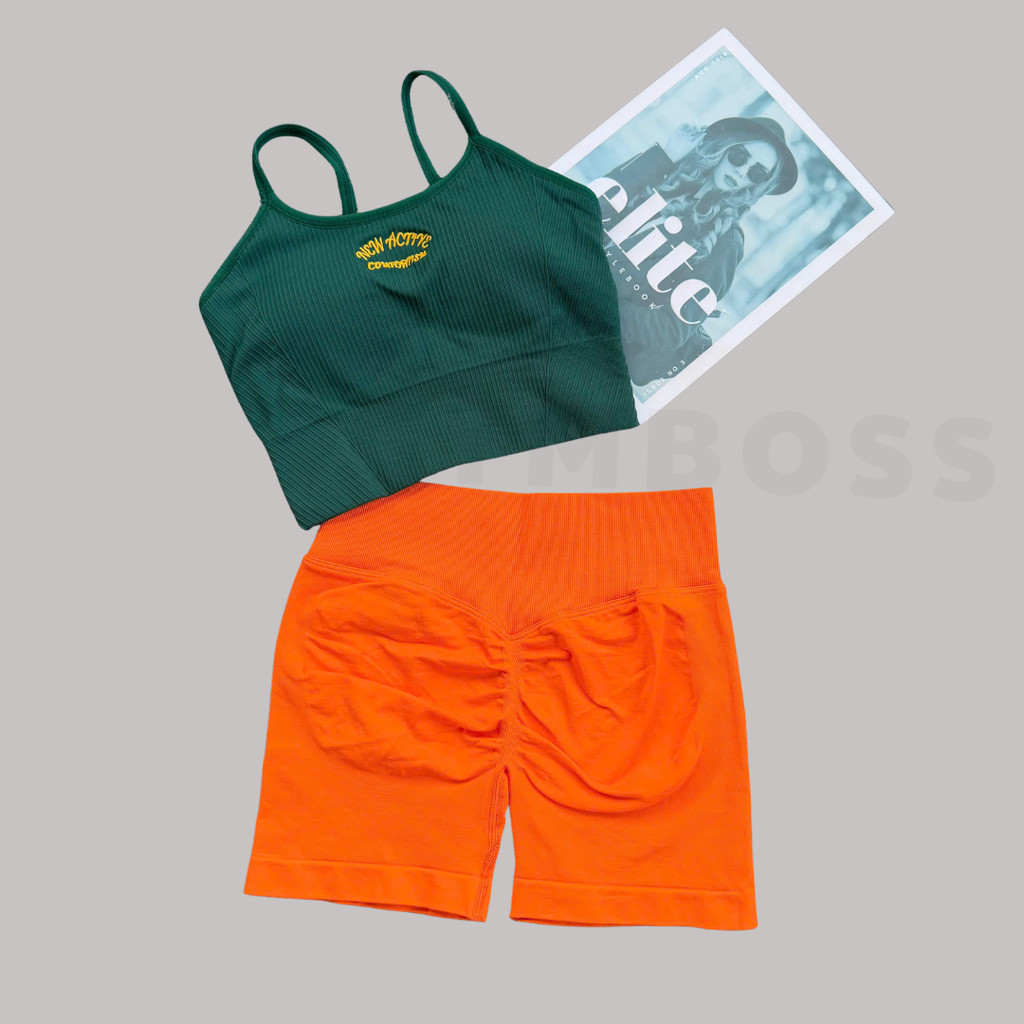 Bộ quần áo tâp gym,yoga,Chất dệt kim 10% elast dày dặn tôn form quần cạp cao + áo lưng kín,mút liền GB264
