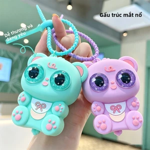 Phổ Biến Gấu Trúc Giải Nén Pinch Nhạc Móc Khóa Mắt Lớn Dễ Thương Vui Vẻ Silicone Mặt Dây Chuyền Sinh Viên Schoolbag Mặt Dây Chuyền