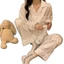 Bộ Đồ Ngủ Xuân Thu Bộ Hai Chiếc Dài Tay Lụa Băng Cho Nữ Bộ Đồ Mặc Nhà Cao Cấp Kẻ Sọc Loại Mỏng Lụa Mẫu Mới Năm 2025