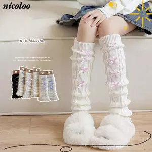 Ấm chân dệt kim NICOLOO, Tay áo bắp chân ấm áp mùa đông, Vỏ chân Cotton thông thường co giãn