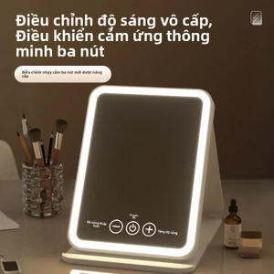 Gương trang điểm LED được trang bị chân đế, có thể gập lại, dễ dàng di chuyển và mang theo.