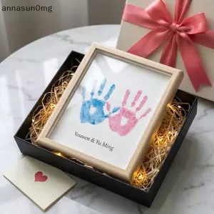 AA Handprint Shadow Box Khung DIY Gỗ Cặp Đôi Khung Ảnh Vẽ Tay Quà Tặng Sáng Tạo Cho Bạn Bè Gia Đình Trang Trí Nhớ VN