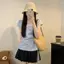 Áo sơ mi ngắn tay tình yêu ngọt ngào phong cách nữ tính mùa hè béo MM Phiên bản Hàn Quốc Cổ vuông không đều có dây buộc