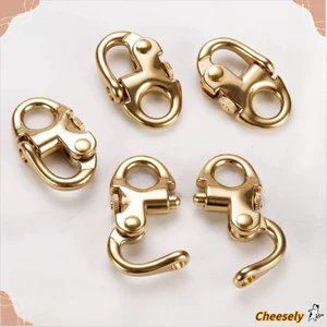 Móc khóa khóa bằng đồng thau CHEESELY, Đầu nối khớp xoay thiết kế móc chìa, Phụ kiện dây đeo túi mở xoay đồng thau tiện ích