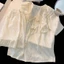 Đồ Ngủ Cổ Vuông Ren Mùa Hè Giả Cotton Jacquard Ngắn Tay Quần Short Nữ Mặc Nhà Phong Cách Công Chúa