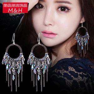 Thời Trang Vòng Tròn Lớn Tua Rua Bông Tai Nữ Dài Phóng Đại Trang Sức Phong Cách Dân Tộc Bông Tai Bohemian 6.17
