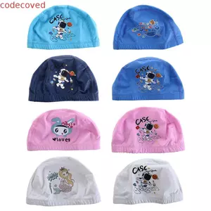 MCODECOVED Trẻ Em Mũ Bơi Bảo Vệ Tóc Dài Thoải Mái PU Trẻ Em Mũ Bơi Bảo Vệ Tai Bơi Mặc Thỏ Phi Hành Gia Mũ Bơi