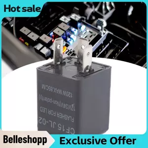 Belleshopp CF15 JL02 LED Flasher Relay 3 Pin Điện Tử Biến Flashers Không Phân Cực 12V 24V Đa Năng ABS Thường Mở Đèn Flash