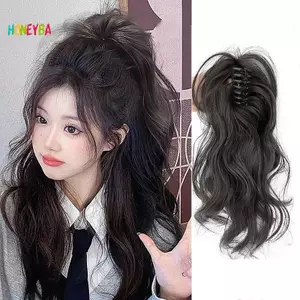 < Honeyba > Kẹp Móng Vuốt Tổng Hợp Đuôi Ngựa Tóc Ngắn Xoăn Tự Nhiên Đuôi Giả Tóc Cho Nữ Đuôi Ngựa Tóc Đẹp
