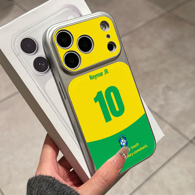 Ốp lưng iPhone Họa tiết da phong cách mạ Brazil Số 10 iPhone 17 16 15 14 13 12 11 Pro Max Plus Max