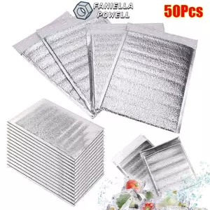 FANIELLAPOWELL 50 Cái / gói Túi cách nhiệt, Túi đựng đồ uống bằng nhôm ấm áp lạnh, Túi đựng thức ăn gấp nhiệt có túi làm mát đóng cửa