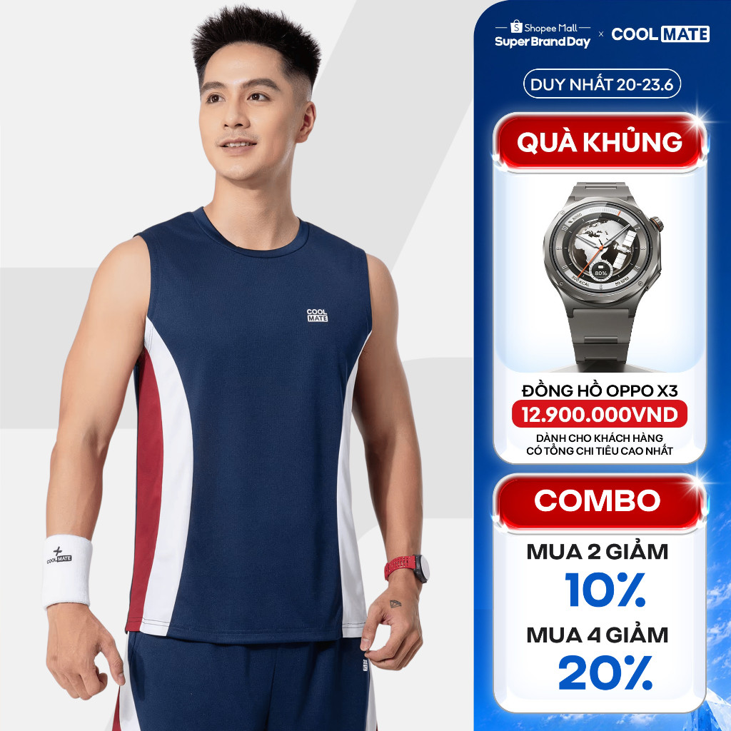 [MUA 4 GIẢM 20%]Áo sát nách Tank top nam thể thao Teamwear Pickleball Promax Flexline Active thoáng khí Coolmate