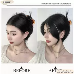 CPINCP 2 Cái / bộ Nổ Giả, Phần Mở Rộng Tóc Tự Nhiên Siêu Nhẹ, Kẹp Viền Bên Vô Hình Thời Trang Cho Nữ