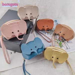 Túi đựng voi BORAGETE, Túi đựng tiền xu có dây kéo Hasp, Túi đựng tiền xu thời trang PU cổ điển với thay đổi rời Túi lưu trữ Mặt dây chuyền lưu trữ