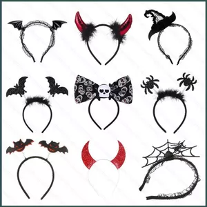 YT4 Halloween Tóc Vòng Dơi Băng Đô Lễ Hội Ma Không Khí Tiệc Trang Trí Băng Đô Nhện Đầu Lâu Nơ Tóc Kẹp