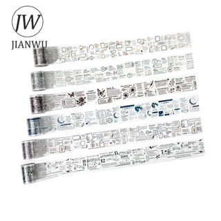 JIANWU 50mm * 200cm Vintage Bướm Biên Giới Tem Nhãn Phong Cảnh Chất Liệu Cắt Kéo Thêu Sò PET Băng Tạp Chí Văn Phòng Phẩm