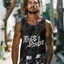 Áo Tank nam mùa hè Retro Skull, Áo Vest thể thao hàng ngày cổ tròn, Áo thun không tay thoải mái thoáng khí