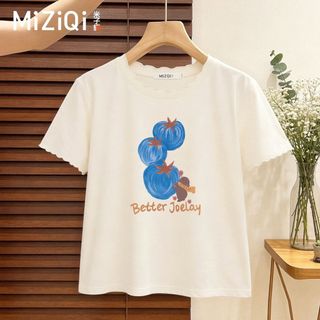 [Miziqi] Áo thun ngắn tay cổ tròn in họa tiết mềm mại dành cho nữ mùa hè