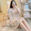 Nhân Tạo Cotton Phong Cách Mới Váy Ngủ Bộ Đồ Ngủ Nữ Mùa Hè Mỏng Tay Ngắn Hoạt Hình In Hình Bộ Đồ Ngủ Cotton Lụa Plus Kích Thước Xuân Thu Homewear