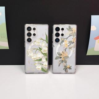 Dành Cho Samsung s26 Ultra S25 FE S25 Ultra Ốp Lưng S24 Ultra S24 FE Hoạt Hình Dễ Thương A56 17 16 15 14 13 12 pro max Từ S23 Hoa Trong Suốt Siêu Cứng Và Lá
