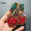 KUZHEN Đỏ Handmade Đính Hạt Kim Cương Giả Anh Đào Miếng Dán Trái Tim Cho Túi Quần Áo DIY Trang Trí Đính Phụ Kiện HOT
