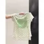 Milyfashion Dễ Thương Apple Star In Gạc Áo Thun Ngắn Tay Mùa Hè Vai Trước Slim-Fit Slimer Nhìn Giả Hai Mảnh Ngắn Top Y2K baby tee