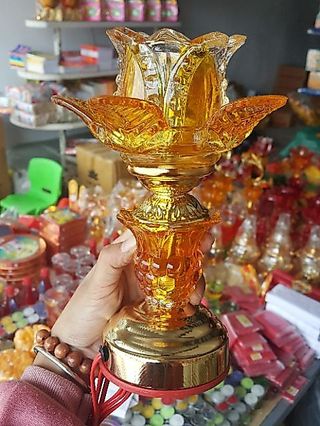 Đèn Hoa Sen Thủy Tinh Cắm Điện Đèn điện thờ Đồ Thờ Cúng