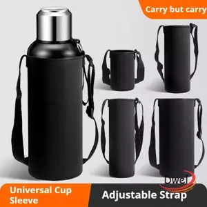 Giá đỡ chai nước DWEL, Túi đựng chai cách nhiệt màu đen Neoprene, Dây đeo có thể điều chỉnh 750ML / 1000ML / 1500ML Nắp chai