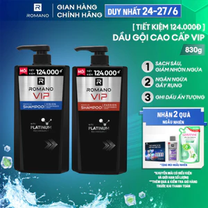Dầu gội nam Cao Cấp Romano VIP Passion / Vision mùi Hương Bí Ẩn Nam Tính 830G