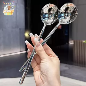 Thìa Inox Hàn Quốc Tay Cầm Dài Bộ Đồ Ăn Thiên Khuấy Thìa Đá Thìa Bữa Ăn Thìa Hộ Gia Đình Muỗng Ăn Tối ELWW