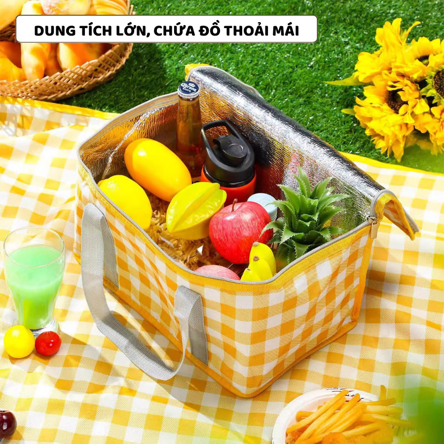 Túi Giữ Nhiệt Dã Ngoại ENODA HOME, Túi Đựng Đồ Ăn Picnic Quai Xách Chắc Chắn Dung Tích Lớn TUICOM013