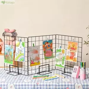 Giá lưu trữ YOLOGO, Kim loại có giá trưng bày đế, Khung lưới sáng tạo Giá đỡ máy tính để bàn Màn hình ảnh nghệ thuật